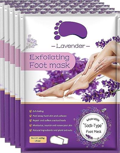 EXQST Fußmaske, Peeling-Peeling, Hornhautentferner, abgestorbene Haut, Lavendel-Peeling-Fußmaske für trockene, abgestorbene Haut, Hornhaut, Reparatur von Rauen Fersen.