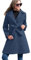 Kate Kasin Vintage Damen Wollmanteljacke Für Den Winter Mit Gürtel Und Taschen S Grau Blau