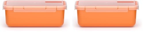 Valira Porta alimentos - Contenedor hermético de 0,75 L hecho en España, color naranja (Hermeticos) (Paquete de 2)