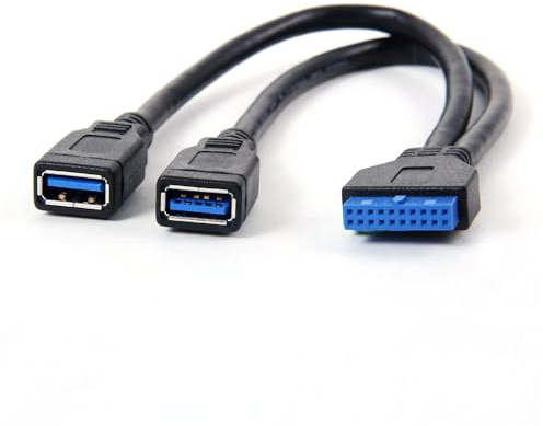 NFHK 2 Ports USB 3.0 Buchse auf Motherboard 20pin Header-Kabel für Frontpanel 20 cm
