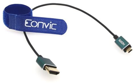 Eonvic Câble coaxial 8K 2.1 HDMI vers micro HDMI 2,5 mm ultra fin doux haute vitesse 48 Gbit/s pour Atomos-Ninja-V 4K-60P Record Canon-R5C R5 R6 Sony A6500 A7III Panasonic GH4 (bleu)