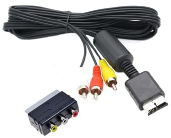 WICAREYO Cable AV de 1,8 m / 6 pies para TV RCA con adaptador 3RCA a euroconector convertidor para PS2 PS3
