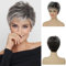 Siudus Frauen Grau Mix Schwarz Kurze Perücke Pixie Cut Layered Perücken Alte Frauen Kunstfaser Haar Perücke für den täglichen Party Gebrauch