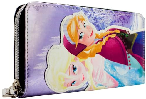 Animation Queen ELSA & Princess Anna Sisters Let It Go Portemonnaie Clutch Münzfach & Kartenhalter, Lila, 50116