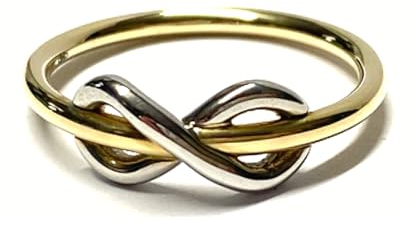 Ring 585 Gold bicolor poliert Unendlichkeitsacht schmal dezent massiv #58