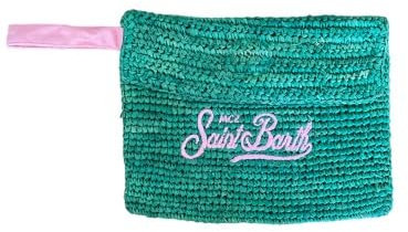 Saint Barth Raffia - Clutch, colore: Verde, verde