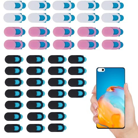 45 PCS Laptop Camera Cover Slider Laptop Camera Cover Camera Cover Slider Webcam Cover Phone Camera Cover Camera Cover for Laptops Smart Phones Tablets (Black,Pink,White)
