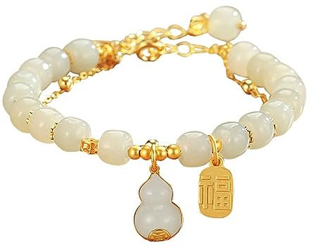 NWVDPQGCZ Bracelet gourde femme Hetian Yu Fulu, ficelle à main/1029