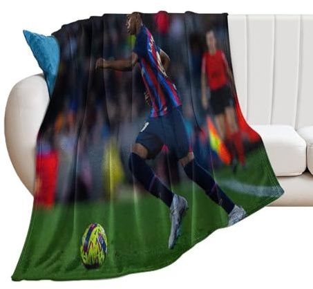 XSQING Lamine Jamal Flanelldecke, Motiv: Fußballspieler, Bett, gemütlich, Plüsch, leicht, Fleece-Überwurf, Decken, alle Jahreszeiten, für Sofa, Couch, 152,4 x 203,2 cm