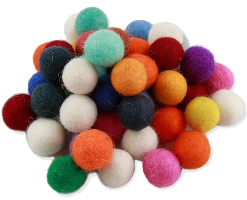 50pcs bunt Filzkugeln Wollfilz Perlen 15mm Filz Durchmesser, Handgefilzte Perlen für DIY Handwerk, Kreatives Basteln und Dekoration