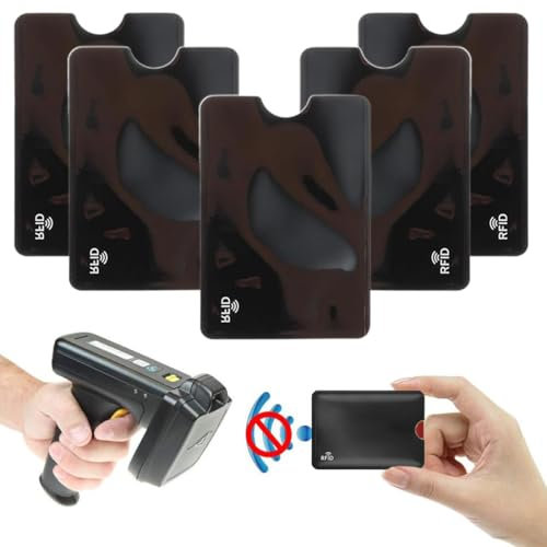 WJRQD 5 Pcs RFID Porta Carte, Protezione RFID per porta carte di credito anti-frode, Nero
