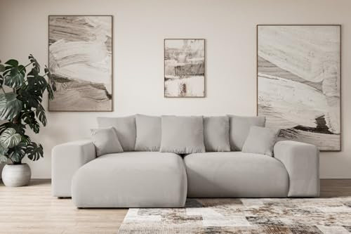 ALTDECOR Ecksofa mit Schlaffunktion und Bettkasten Corner Sofa Eckcouch Couch L-Form universal, Links/rechts angeordnet Schlafcouch Ausziehbar Wohnlandschaft Eskar-L -256x165x84cm Hellbraun