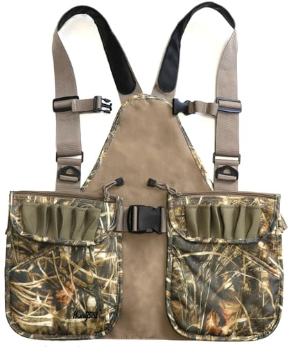 HUNTPAL Upland Jagdweste, taktische Weste mit Spieltasche und Taschen, Vogeljagd-Rucksack mit verstellbarem Brust-/Hüftgurt, Wasservögel Camo (verbesserte Version), 00-14