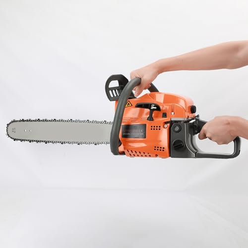 20Inch Gas Chain Saw 58CC, 2.4kw/3.2hp 2 Cycle Engine, High Power Petrol Tree Saw for Firewood Cutting Trimming Pruning, Gasoline Chainsaw with Automatic Oiler, Gifts for Dad, Husband Orange