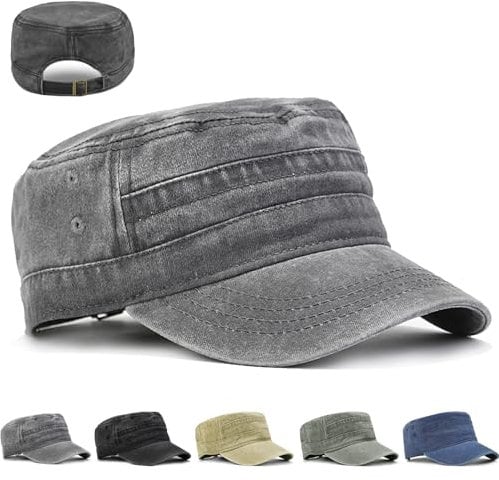 LUKIUP Army Cap, Cadet Army Military Flat Top Caps, Kappen Herren, Used Look verstellbare Taktische Beanie, Basecap für Herren Geschenke für Männer Outdoor-Aktivitäten