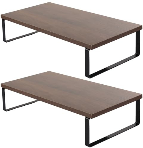 LOPYXBR 2 supporti per monitor, 40 x 20 x 8 cm, in legno, per scrivania, organizer da scrivania, mensola in legno per computer, laptop, casa o ufficio