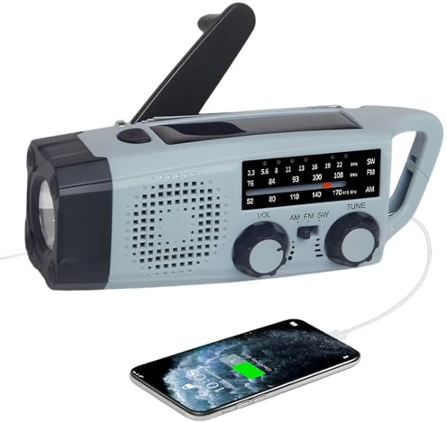Kurbel Radio, 2000mAh notfallradio mit kurbel und solar AM/FM/SW Radio mit SOS Alarm Taschenlampe, 3 Wege Laden Emergency Radios, Innen Außen Camping Powerbank kurbel Klein Taschenradio
