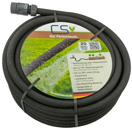 CS Perlschlauch Profi 20m mit Schnellschlauchstück Hahnanschluss und Wasserstop