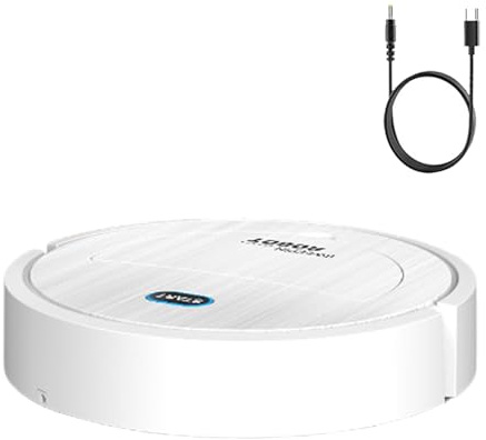 Robot De Vacío Automático De 1200 MAh, 3 En 1 Mini Robot Ascuador De Barrido Automático De Trapeador, Ayuda para La Limpieza del Hogar con Una Poderosa Succión para Trapear, Barrer Y Aspirador