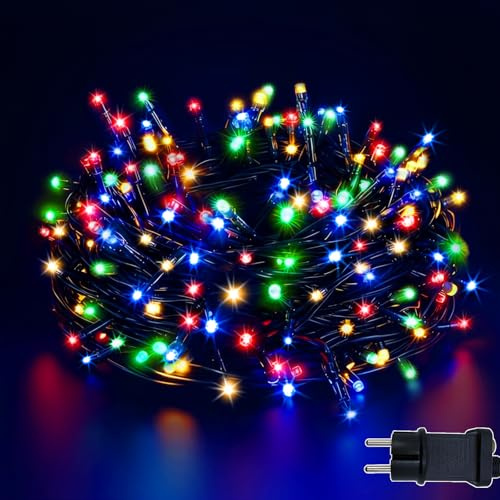 ZCLIKEU LED Lichterkette Außen 10m 100LED mit Stecker, 8 Modi IP44 Wasserdicht Lichterkette Outdoor mit Timer Speicherfunktion für Außen Innen Garten Hochzeit Weihnachten Party - Bunt