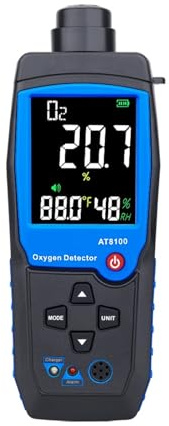 JHXHFJXZ Digitales Serstoffmessrät O2-Gasdetektor mit Ton- und Lichtalarm, Gasmonitor, Luftqualitätsmessrät mit Temperatur-LCD-Anzei Präzise Sensoren für schnelle Erkennung(AT8100)