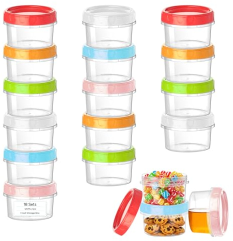 VINATO 18Pcs Frischhaltedosen Mit Deckel, 120ml Kleine Dosen Mit Deckel Plastik, Lebensmittelbehälter Set, Gefrierdosen Klein, Stapelbar