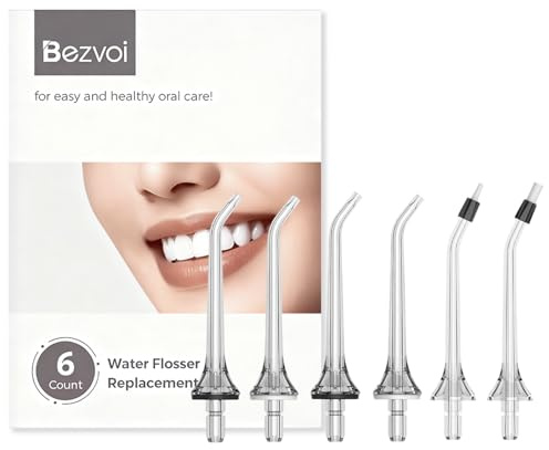 Bezvoi Ersatzspitzen nur kompatibel mit Bezvoi Y207/215 Wasser Flossers, 4 Stück Jet-Spitzen + 1 Stück Orthodontische Braces Tipp + 1 Stück Periodontische Spitze, Flosser Nachfüllung Ersatzköpfe