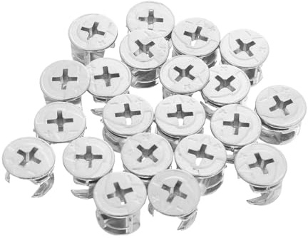 Ciieeo 20pcs Nickel-plated Cam Lock Connectors 15x12mm for Furniture Assembly, Cabinet and Wardrobe Cam Locks Fasteners with Screws, Wood Joint Connectors for Flat Pack Furniture