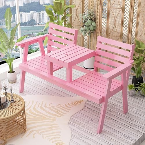 Outdoor Holzbank mit Tisch, wetterfest und hohe Belastbarkeit für Terrasse, Garten, Balkon