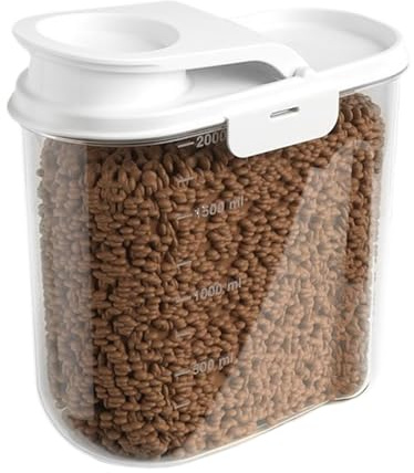 Contenedor de almacenamiento de alimentos para gatos, recipientes de comida para perros con tapas herméticas | Contenedor organizador de 2 litros con tapa para azúcar, arroz, cereales, nueces, pasta