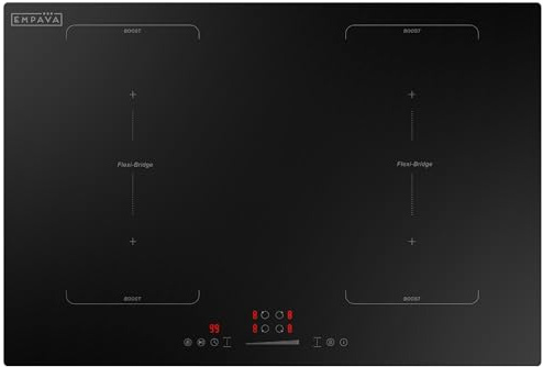 Empava 30 Inch Electric Induction Cooktop Built-In, Bridge-Sync, Smooth Glass Surface, Power Boost, Slider Touch Control, Timer, Pause Function, Child Lock, Hardwired Kitchen Appliance