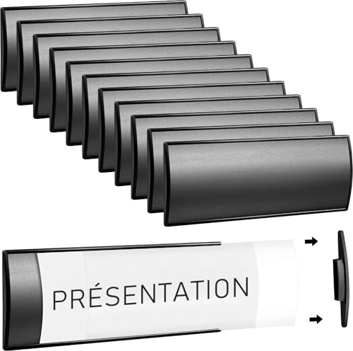 Xaztr 12 pièce Plaque de Porte et de Signalisation en Aluminium | avec Film Transparent, Info Sign Bureau Panneau, Plaques Nom Personnalisables pour Salle de Réunion Hôtel École