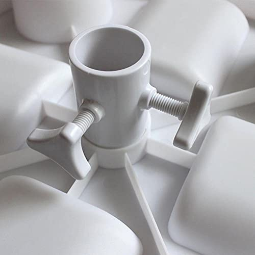 AKLOSIPY Mesa de Sombrilla de Playa para Exteriores con 4 Portavasos y Compartimentos para Refrigerios, Bandeja de Plástico Resistente a la Intemperie para Sombrillas de Jardín y Patio (White)