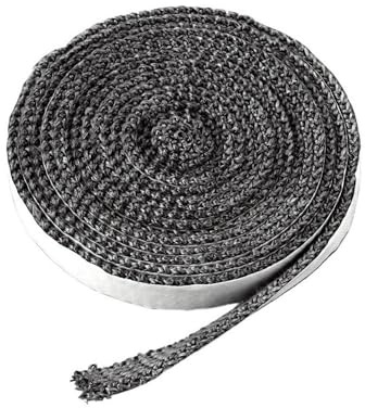 Corde d'étanchéité tressée Corde plate tressée en graphite noir, largeur 10/15 mm, épaisseur 2/3, corde d'étanchéité autocollante fibre de verre, 1 pièce(10mmx3mmx3meters)