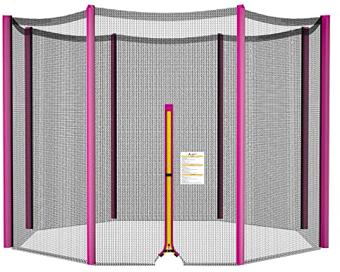 ULTRAPOWER SPORTS Filet Trampoline Ø 305 cm 6 Barres, Filet Remplacement de Sécurité pour Trampoline 305 cm 6 Barres, Filet de Protection Résistant aux UV avec Fermeture Éclair, Couleur Rose