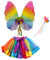 Zac's Alter Ego 3 Piece Fancy Dress Rainbow Wings, Wand & Tutu Fairy Set