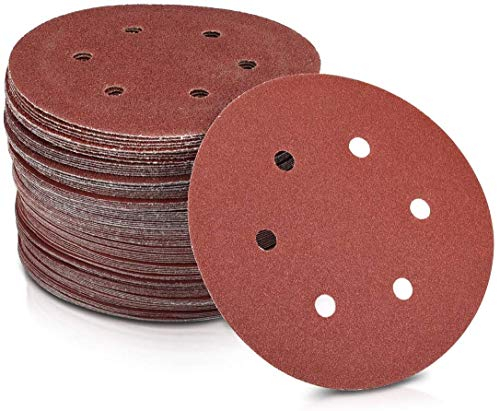 100 Stück Lepik Klett Schleifpapier Schleifscheiben für Exzenterschleifer Ø 150 mm mit Löche Körnung P60 (100stk. P60)