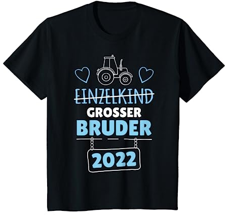Kinder Bald Großer Bruder 2022 Junge Geschwister Sohn Baby Traktor T-Shirt