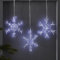 Lights4fun 3er Set Micro LED Schneeflocken Fensterdeko mit Timer Weihnachtsdeko Innen batteriebetrieben