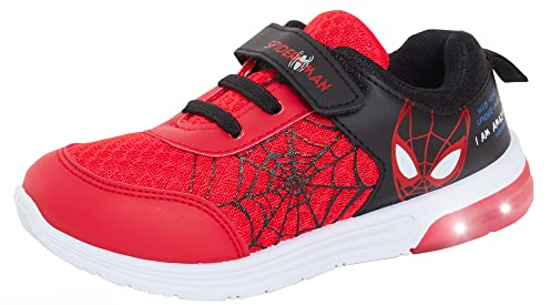 Marvel Jungen Spiderman leuchtende Turnschuhe Kinder blinkende Lichter Laufen Sport Skaterschuhe, rot, 28 EU