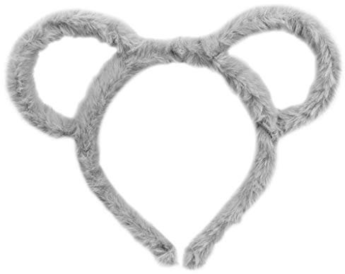 Oilmal Hair Hoop, Women Winter Thick Plush Headband Round Mouse Bear Ears Makeup Hair Hoop Bandana Grey