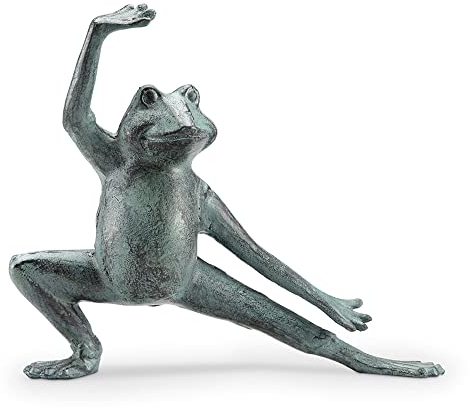 SPI Home 64053 Deko-Figur Tai Chi Frosch, verwittert, grün, dehnbar, 8 x 10 cm, Gusseisen