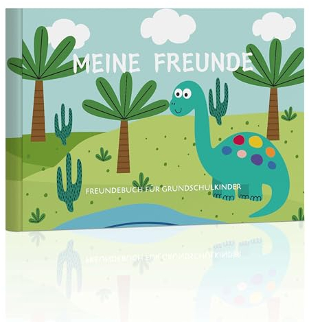 BIROYAL Dinosaurier Freundebuch Kindergarten Junge 120 Seite | Schulfreundebuch Geschenk zur Einschulung | Meine Kindergartenfreunde Buch zum Ausfüllen | Freundschaftsbuch für Kindergarten