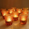Vohocandle Bernstein Teelichthalter für Hochzeit 12 Set, Vintage Teelichthalter mit Goldrand, Glas-Teelichtglas für Heimdekoration(5,5 cm L x 4,5 cm B x 6 cm H)