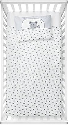 Träumschön Premium Kinderbettwäsche 100x135 + 40x60 cm - Teddybären Design Weiß - Sommer Bettwäsche aus Baumwolle – Weich, Atmungsaktiv & Hautfreundlich - bügelfrei