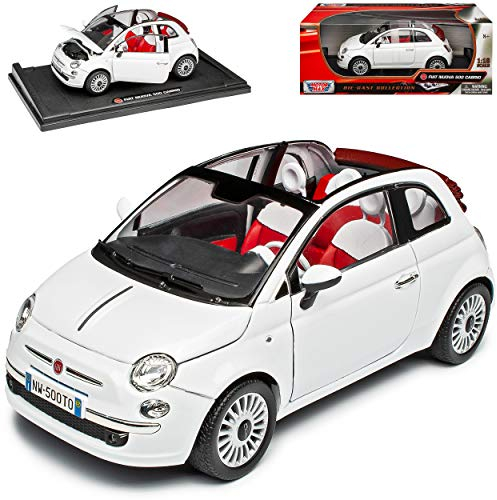 Motormax FIAT 500C Nuova Weiss Cabriolet 2007-2014 1/18 Modell Auto