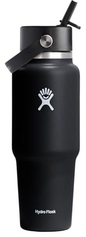 Hydro Flask - Weite Flex-Trinkhalm-Reiseflasche 946 ml (32 OZ) - Isolierte Edelstahl-Wasserflasche mit TempShield-Vakuumisolierung und auslaufsicherem Flex-Trinkhalm-Verschluss - Black