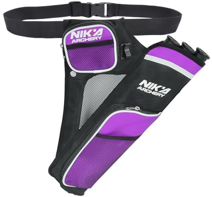 SHENG-RUI Archery Arrow Quiver Holder, 3-Tubes Hip Quiver Arrow Bag with Adjustable Belt for Youth & Adults Arrows Hunting Target Practicing