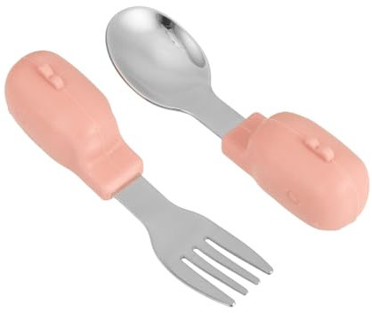 Vaguelly Cucharilla y Tenedor Infantiles Cortos De Acero Inoxidable Juego De Vajilla Suavinex Ideal Para Bebes