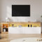 Moderner TV-Schrank offener Stauraum mit LED-Kontrollleuchte TV-Ständer für bis zu 80 Zoll Fernseher Sideboard originaler Holzrahmen TV Möbel Tisch Board weiß